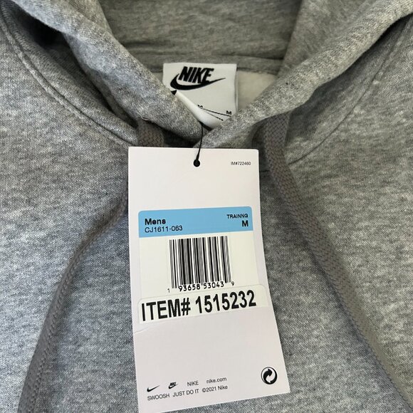 Nike Men's Sportswear Club Pullover Hoodie CJ1611-063 Gray Size M - Picture 10 of 10